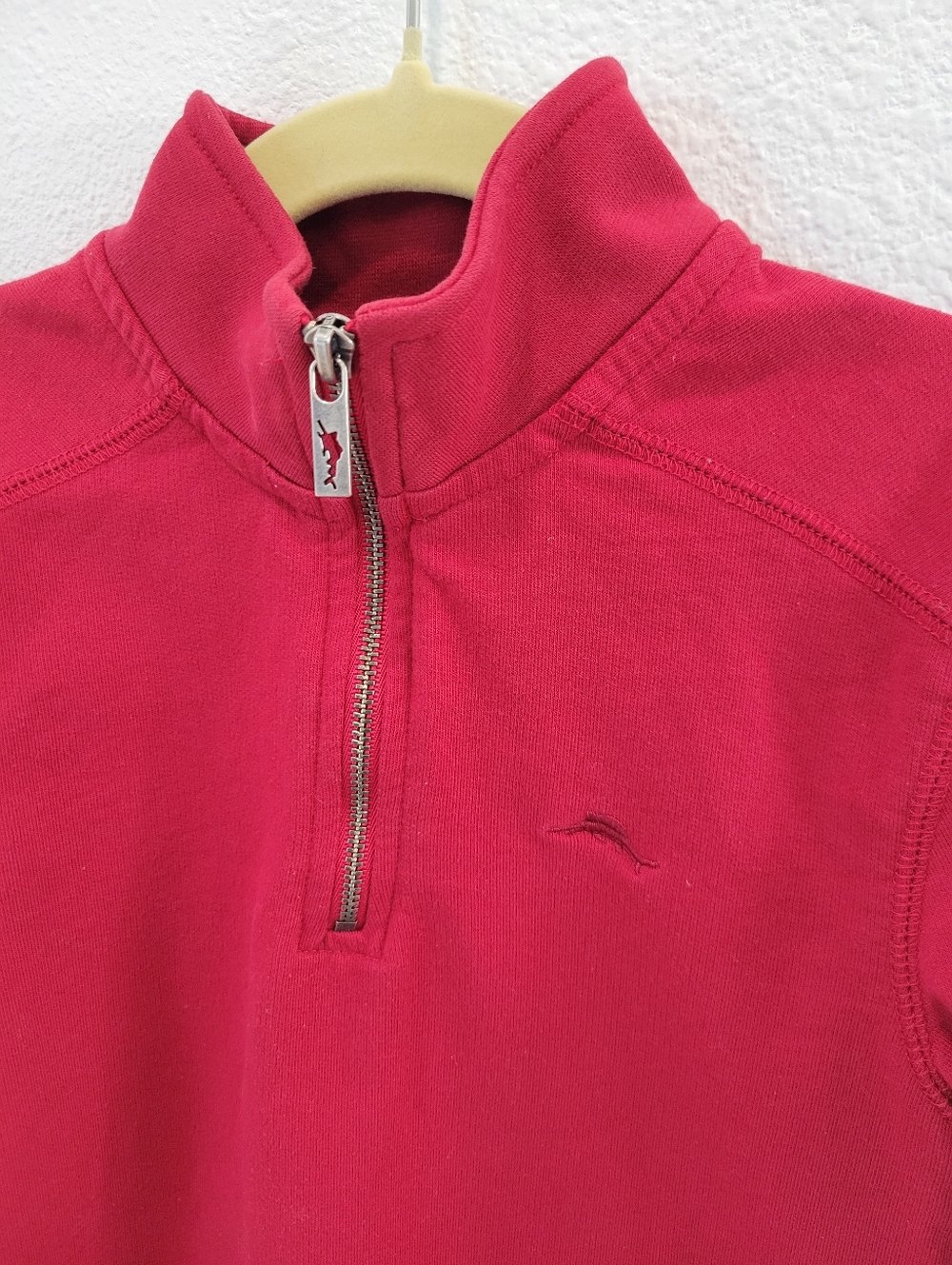 Tommy Bahama Boys Size 6 Red Quarter Zip Pullover Preppy Casual - Picture 2 of 6